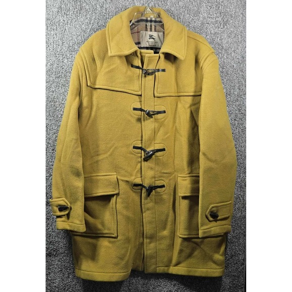 Burberry London Wool Duffle Coat Toggle - Yellow Made in England - Size Large/XL - Picture 1 of 13